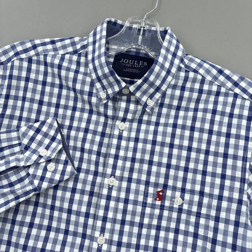 Joules Shirt Mens Small Blue Check Abbott Classic Fit Button‎ Down Long Sleeve